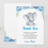 Carte De Remerciements Elephant Boy Blue Anniversaire Little Peanut (Devant / Derrière)