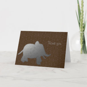 Carte De Remerciements éléphant d'argent - brun