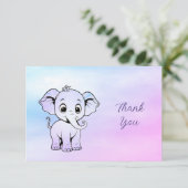 Carte de remerciements Eléphant mignon (Debout devant)