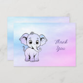 Carte de remerciements Eléphant mignon (Devant / Derrière)