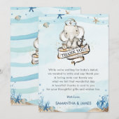 Carte De Remerciements Eléphant mignon Nautique bébé garçon douche (Devant / Derrière)