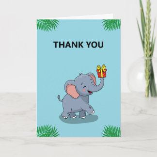 Carte De Remerciements Éléphant Mignon Portant un Cadeau