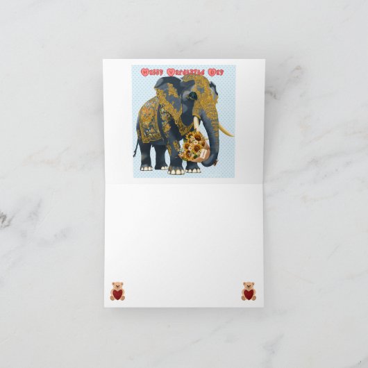 Carte De Remerciements Eléphant pour la Saint Valentin. (Intérieur)