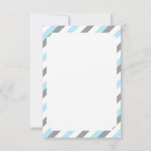 Carte De Remerciements Eléphants à rayures blanches, bleues et grises - M (Dos)