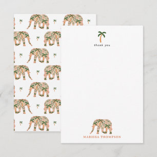 Carte De Remerciements Éléphants Indiens Ornés de Paisley Floral