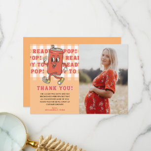 Carte De Remerciements Elle est prête à éclater Baby Shower Photo gingham