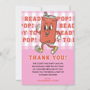 Carte De Remerciements Elle est prête à éclater Baby Shower Rétro Gingham