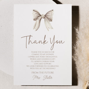 Carte De Remerciements Elle Noue Le Nœud Blanc Cérémonie De Mariage