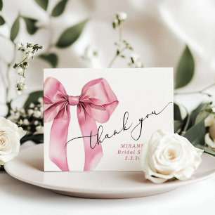 Carte De Remerciements Elle noue le nœud Rose Bow Mariage