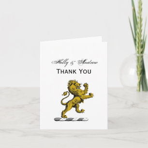 Carte De Remerciements Emblème de cimier au lion héraldique debout C