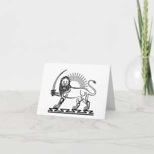 Carte De Remerciements Emblème Lion et Soleil de l'Iran - noir et blanc