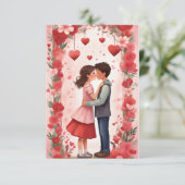 Carte De Remerciements Embrasse éternelle : Un baiser de la Saint-Valenti (Debout devant)