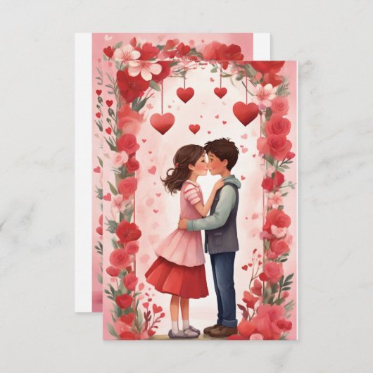 Carte De Remerciements Embrasse éternelle : Un baiser de la Saint-Valenti (Devant / Derrière)