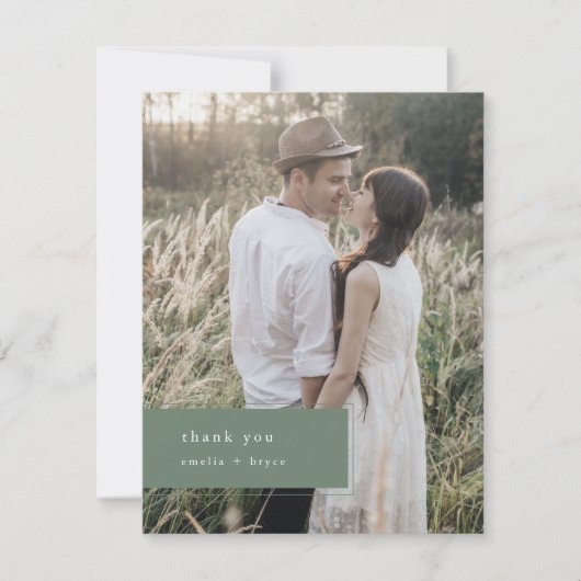 Carte De Remerciements EMELIA Flat Modern Mountain Simple Photo Mariage (Devant)