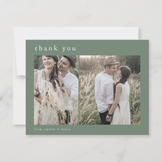 Carte De Remerciements EMELIA Flat Nature Bois rustique 2 Mariage photo (Devant)