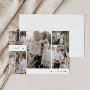Carte De Remerciements EMELIA Mariage Multi Photo Bohème Moderne Simple P