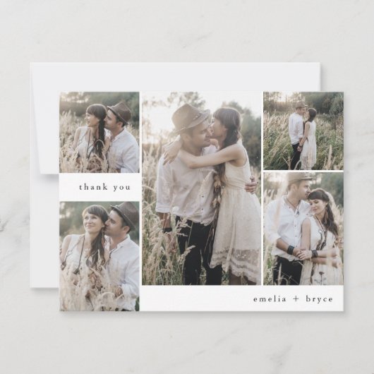 Carte De Remerciements EMELIA Mariage Multi Photo Bohème Moderne Simple P (Devant)