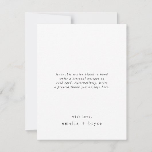 Carte De Remerciements EMELIA Plat Unique Rustique Neutre Photo Mariage (Dos)