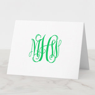 Carte De Remerciements Emerald 3 Initial Vine Script Monogramme do-it-you