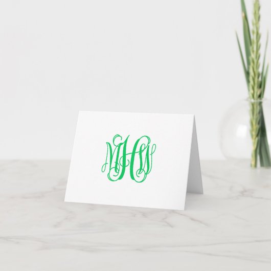 Carte De Remerciements Emerald 3 Initial Vine Script Monogramme do-it-you (Devant)