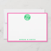 Carte De Remerciements Emerald Circle Monogram Font #5DS DIY BG Hot Pink (Devant)