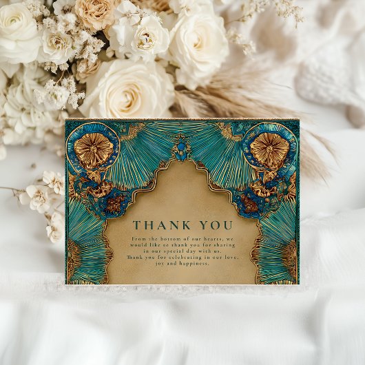 Carte De Remerciements Emerald Gold Islamic Wedding