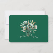 Carte De Remerciements Emerald Green and Gold Rose Wedding (Dos)