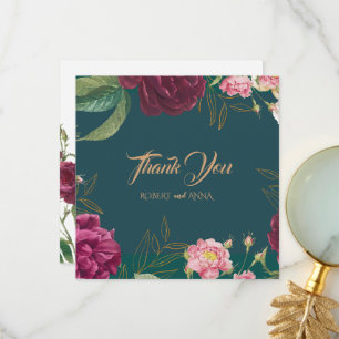 Carte De Remerciements Emerald Green Floral Mariage