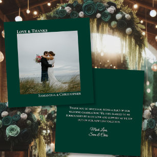 Carte De Remerciements Emerald Green Love & Thanks Photo & Note Mariage