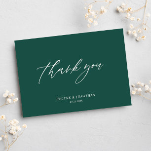Carte De Remerciements Emerald Green Minimal Mariage moderne