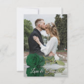 Carte De Remerciements Emerald Green Rose Élégant mariage superposition p (Devant)