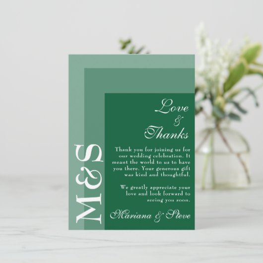 Carte De Remerciements Emerald Green Simple Modern Script Mariage (Debout devant)