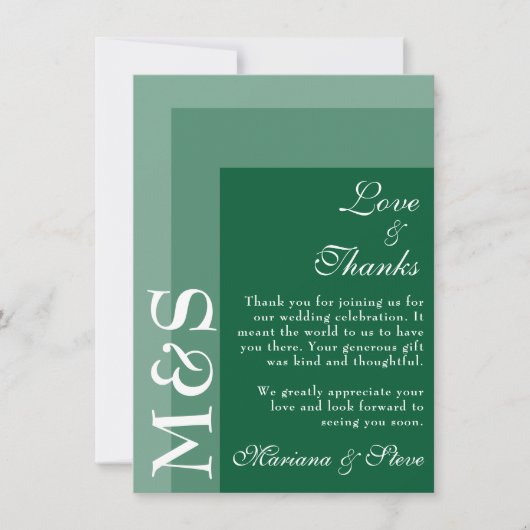 Carte De Remerciements Emerald Green Simple Modern Script Mariage (Devant)