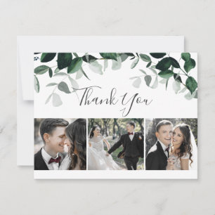 Carte De Remerciements Emerald Greenery 3 Photo Plat