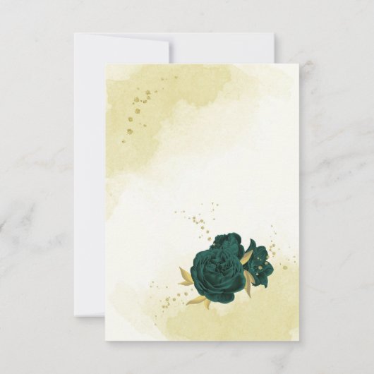 Carte De Remerciements Emerald vert fleurs or feuille mariage (Dos)