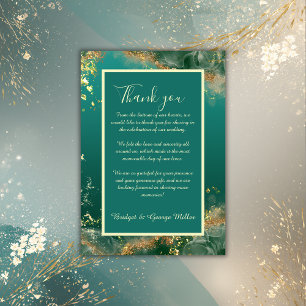 Carte De Remerciements émeraude or vert bijou mariage