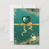 Carte De Remerciements émeraude or vert bijou mariage (Dos)