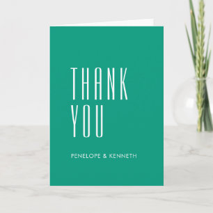 Carte De Remerciements Émeraude solide Mariage simple rétro