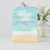 Carte De Remerciements Emmène-Moi À Turcs Vacances Mariage Bachelorette (Debout devant)