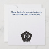 Carte De Remerciements Employé d'or de Faux 5 ans de récompense de (Dos)