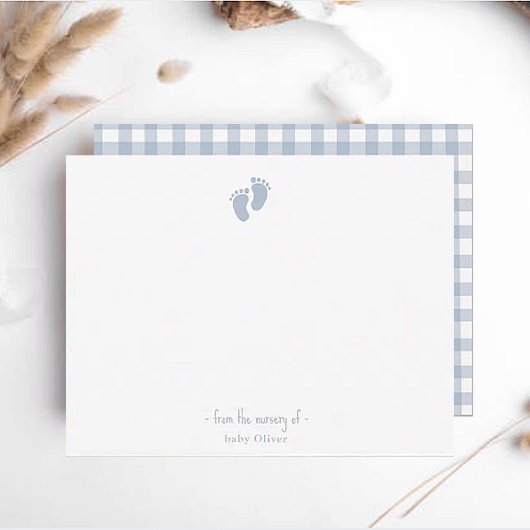 Carte De Remerciements Empreinte Bleu Cute Bébé Garçon Nursery