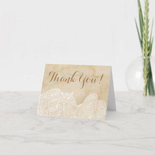Carte De Remerciements Empreinte de script Vagues sur Parchemin