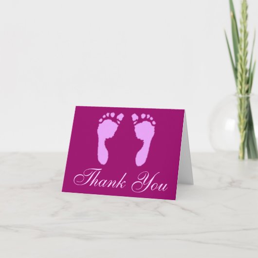 Carte De Remerciements Empreintes de pas de bébé (fille) (Devant)