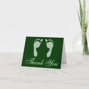 Carte De Remerciements Empreintes de pas de bébé (vert)