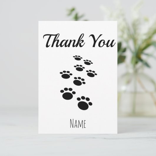 Carte De Remerciements Empreintes de Patte de Chien Éditable  (Debout devant)