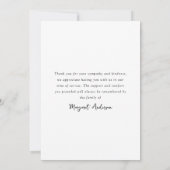 Carte De Remerciements En Amour Mémoire Linge Photos Funérailles Sympathi (Dos)