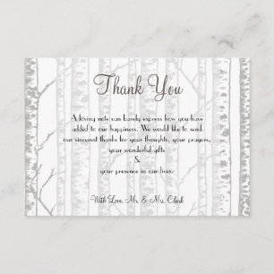 Carte de remerciements en bois de bouleau d'hiver