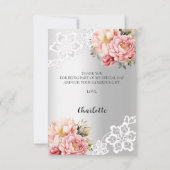 carte de remerciements en dentelle argentée (Dos)