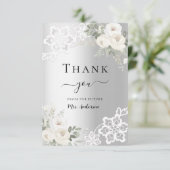 carte de remerciements en dentelle argentée (Debout devant)