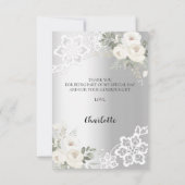 carte de remerciements en dentelle argentée (Dos)